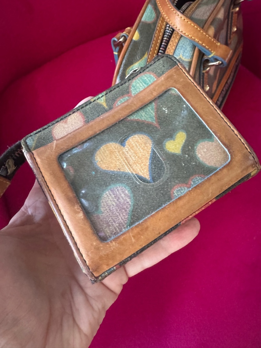 Dooney & Bourke Y2K Heart Print Mini Barrel Bag + Coin Pouch - Picture 9 of 12